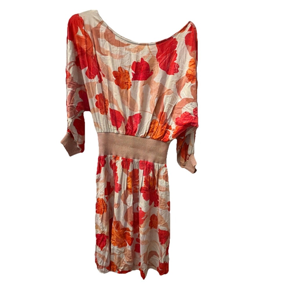 Anthropologie Dress by Maeve Red Orange Tan Motif Size M